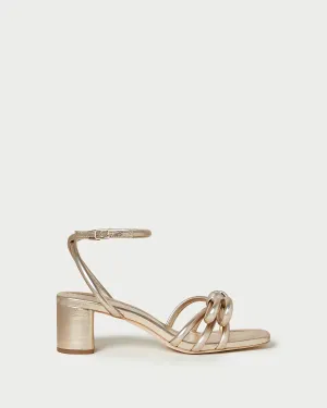 Mikel Champagne Bow Mid-Heel Sandal -LOEFFLER RANDALL