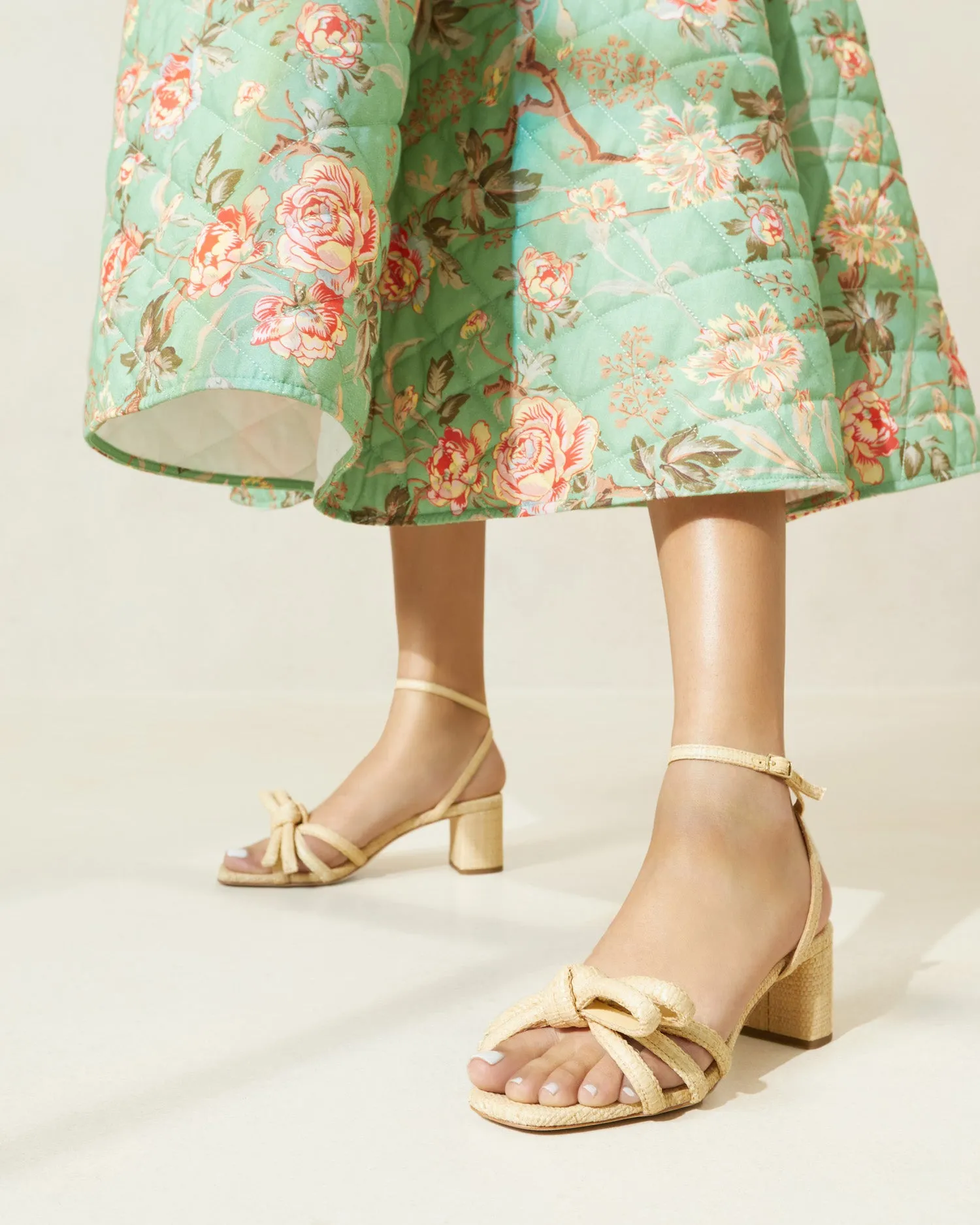 Mikel Natural Bow Mid-Heel Sandal -LOEFFLER RANDALL