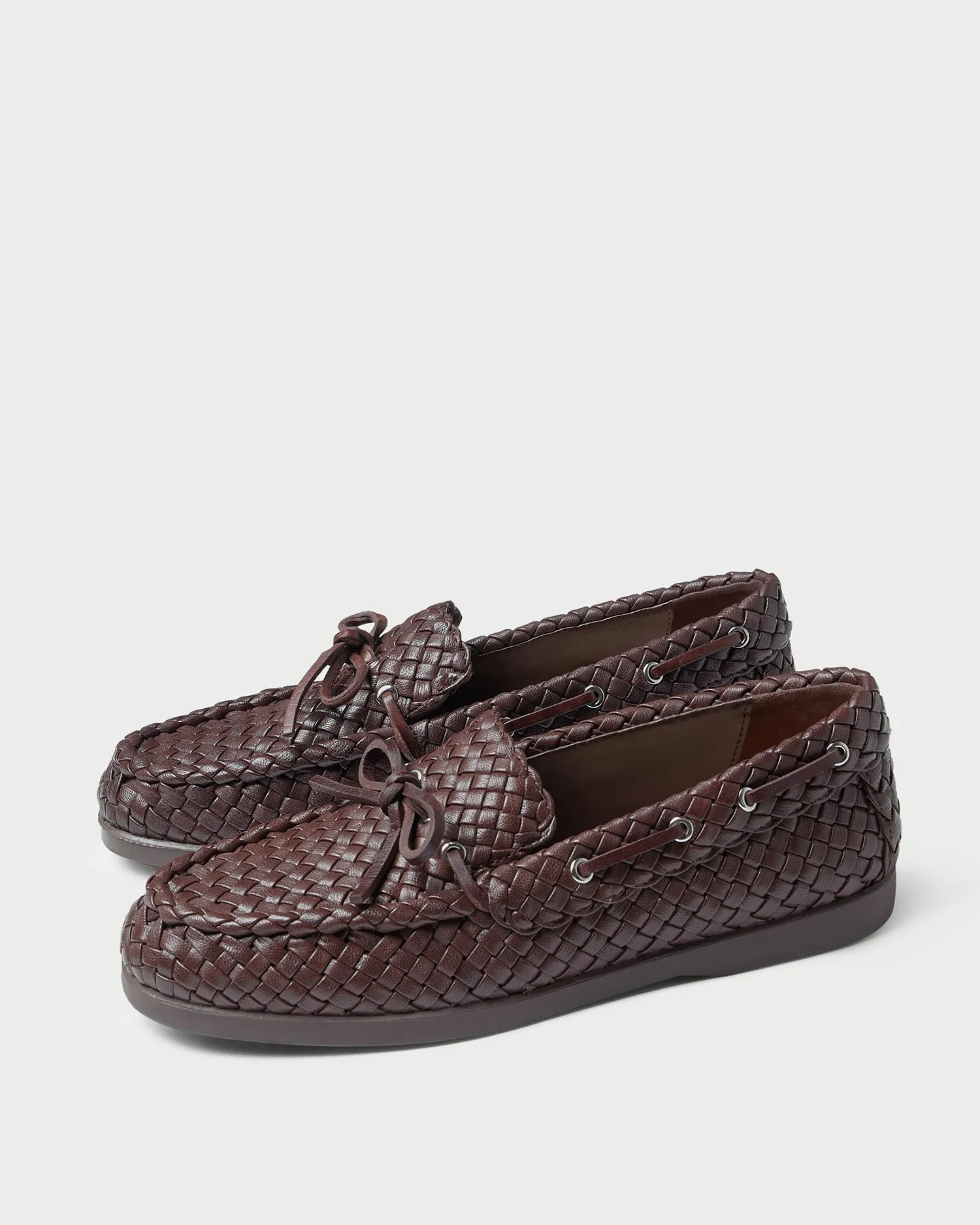 Minnie Espresso Woven Leather Moccasin -LOEFFLER RANDALL