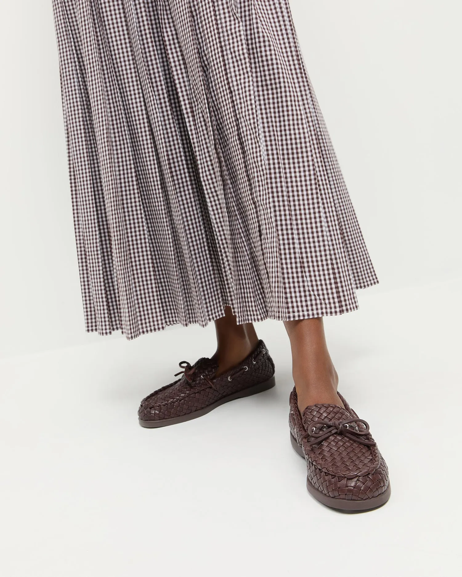Minnie Espresso Woven Leather Moccasin -LOEFFLER RANDALL