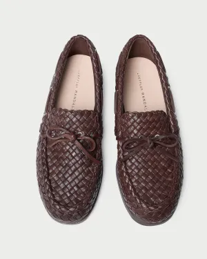 Minnie Espresso Woven Leather Moccasin -LOEFFLER RANDALL