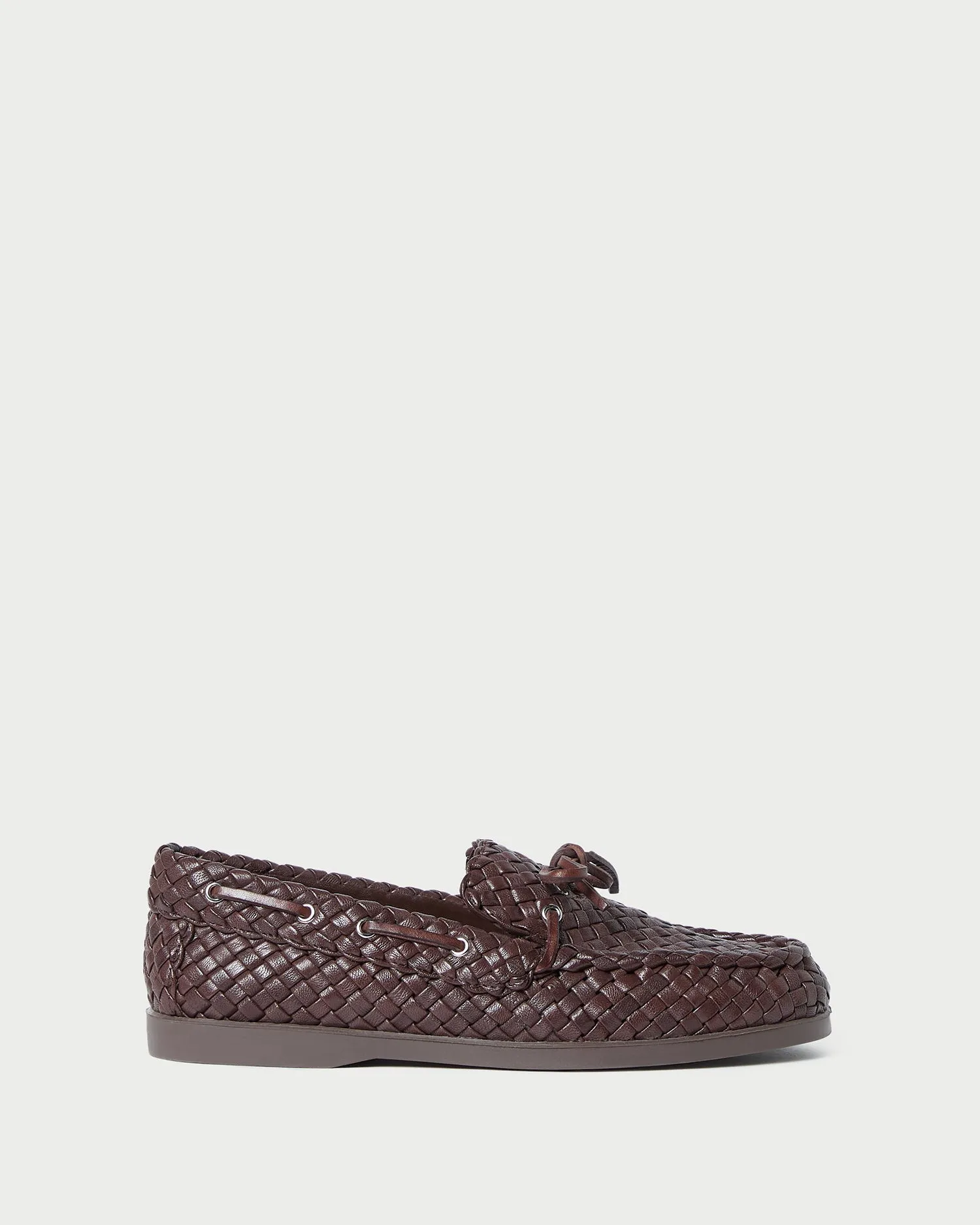 Minnie Espresso Woven Leather Moccasin -LOEFFLER RANDALL