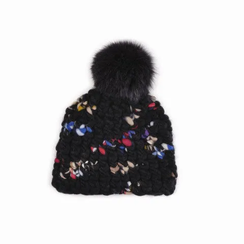 Mischa Lampert Dark Twombly Beanie Pomster with Graphite XL Pom