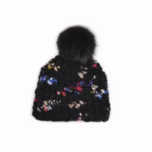 Mischa Lampert Dark Twombly Beanie Pomster with Graphite XL Pom