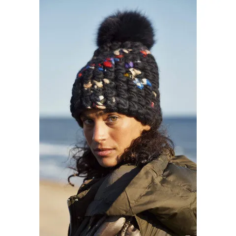 Mischa Lampert Dark Twombly Beanie Pomster with Graphite XL Pom
