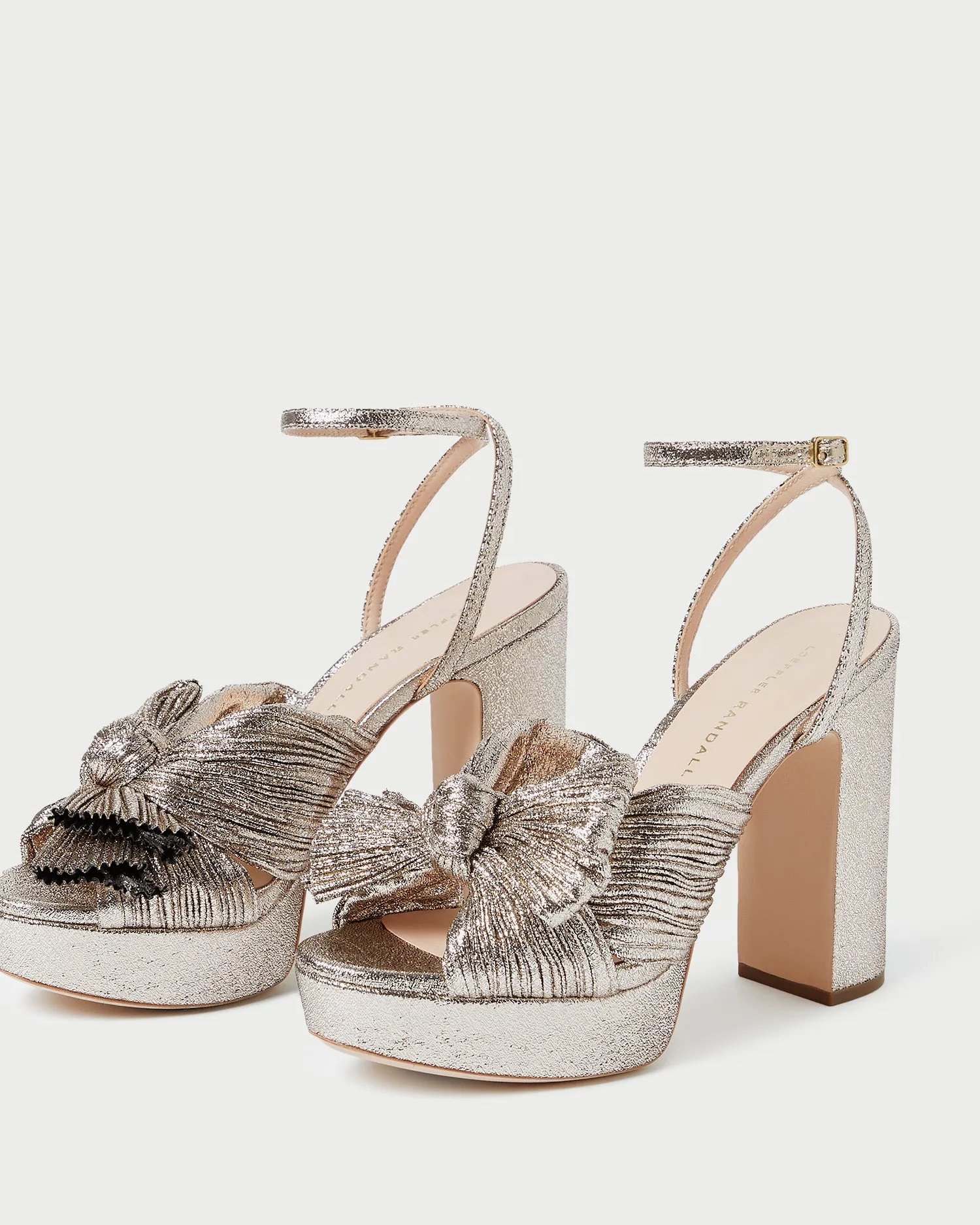 Natalia Champagne Platform Bow Heel -LOEFFLER RANDALL