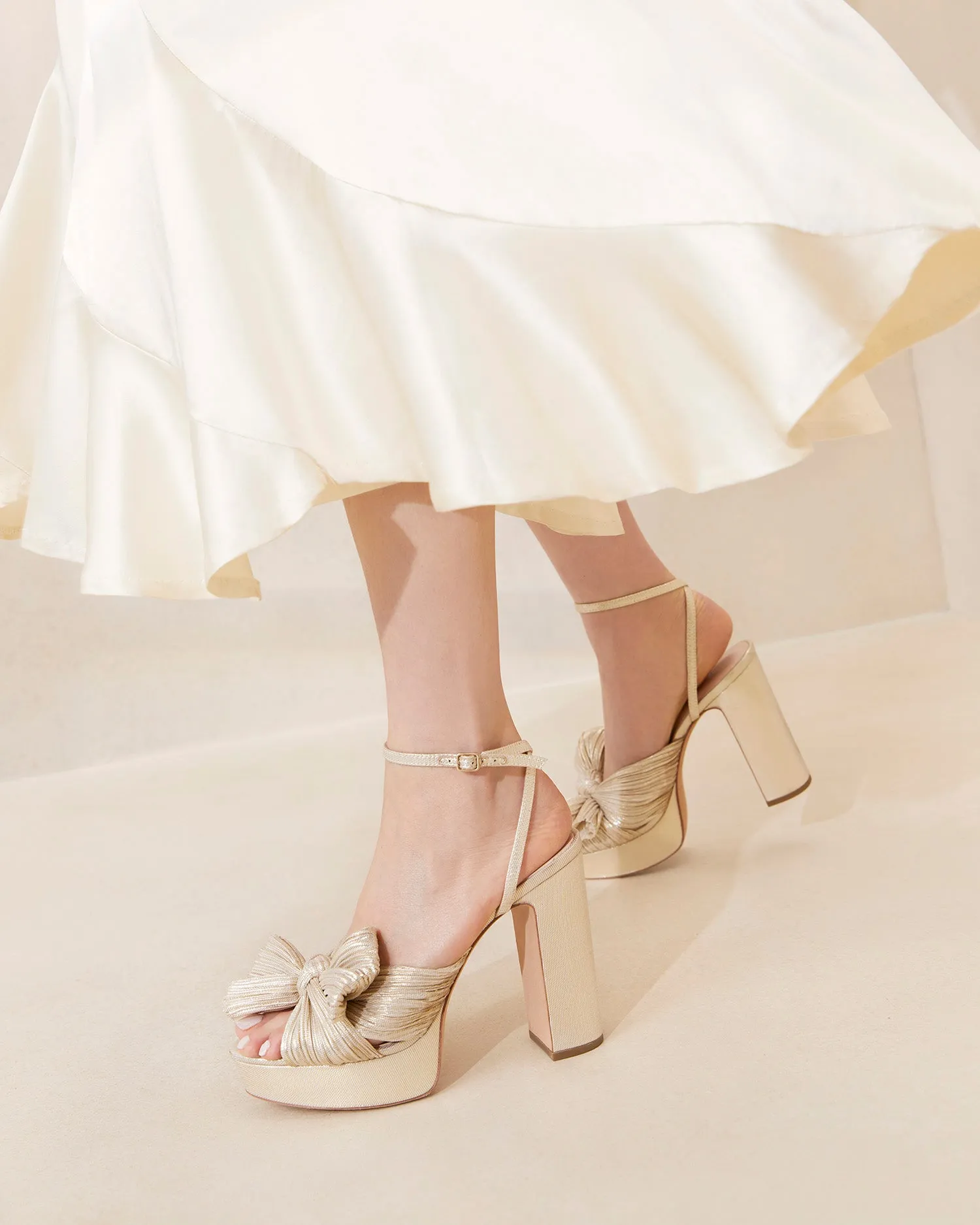 Natalia Platinum Platform Bow Heel -LOEFFLER RANDALL
