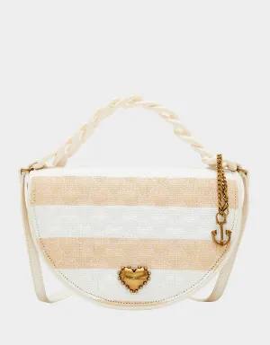 NAUTI-GAL HALF MOON RAFFIA FLAP NATURAL Betsey Johnson