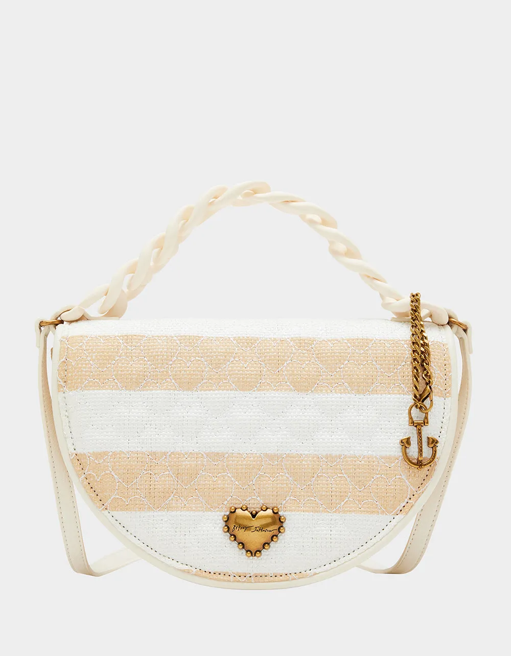NAUTI-GAL HALF MOON RAFFIA FLAP NATURAL Betsey Johnson