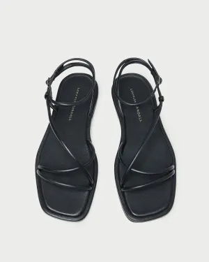 Noor Black Leather Flat Sandal -LOEFFLER RANDALL