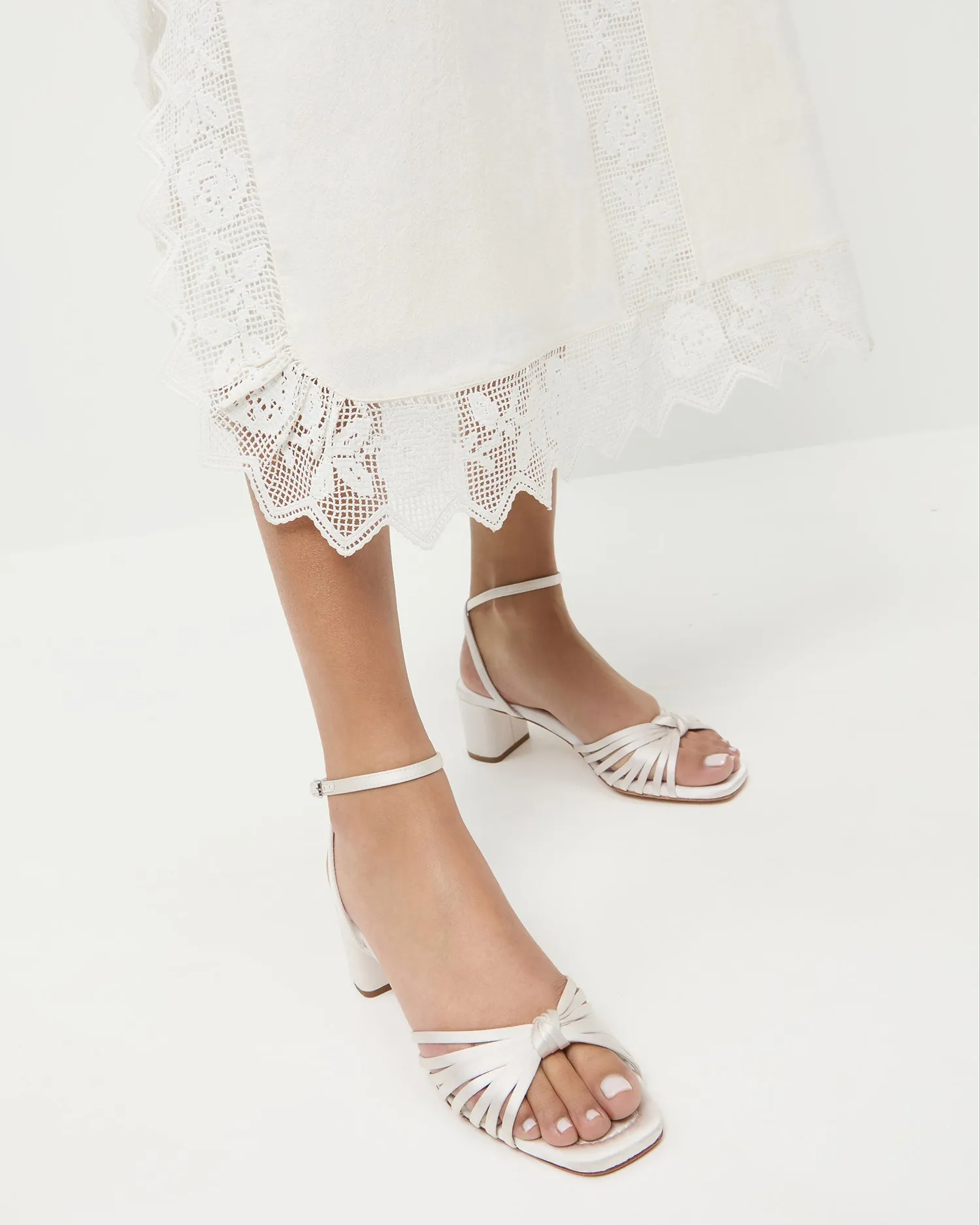 Olivia Cream Knot Mid-Heel Sandal -LOEFFLER RANDALL