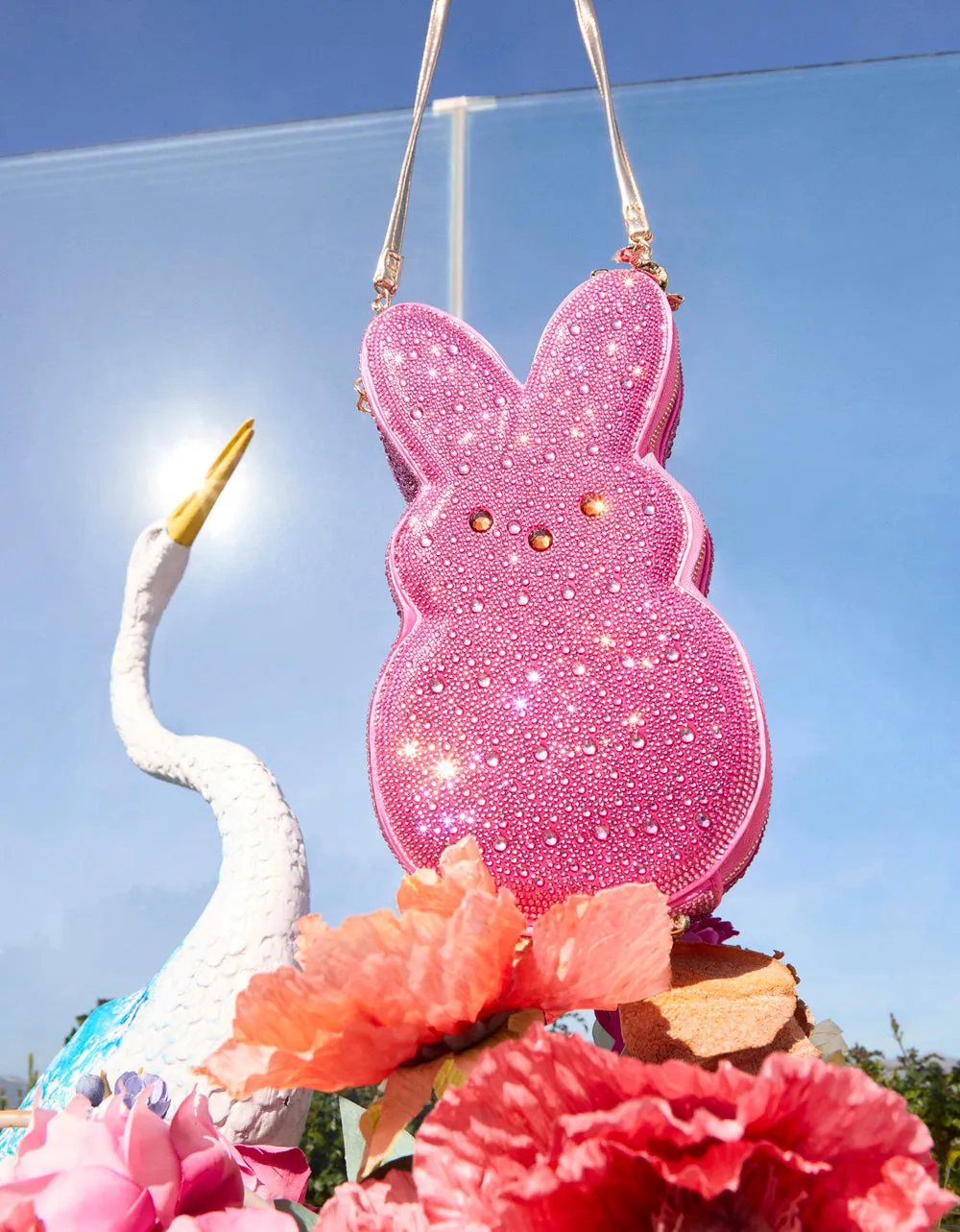 PEEPS RHINESTONE BUNNY CROSSBODY PINK Betsey Johnson