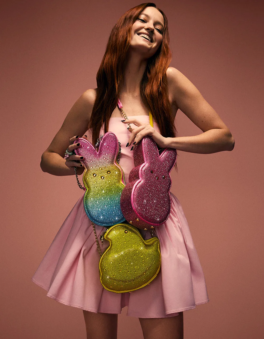 PEEPS RHINESTONE BUNNY CROSSBODY PINK Betsey Johnson