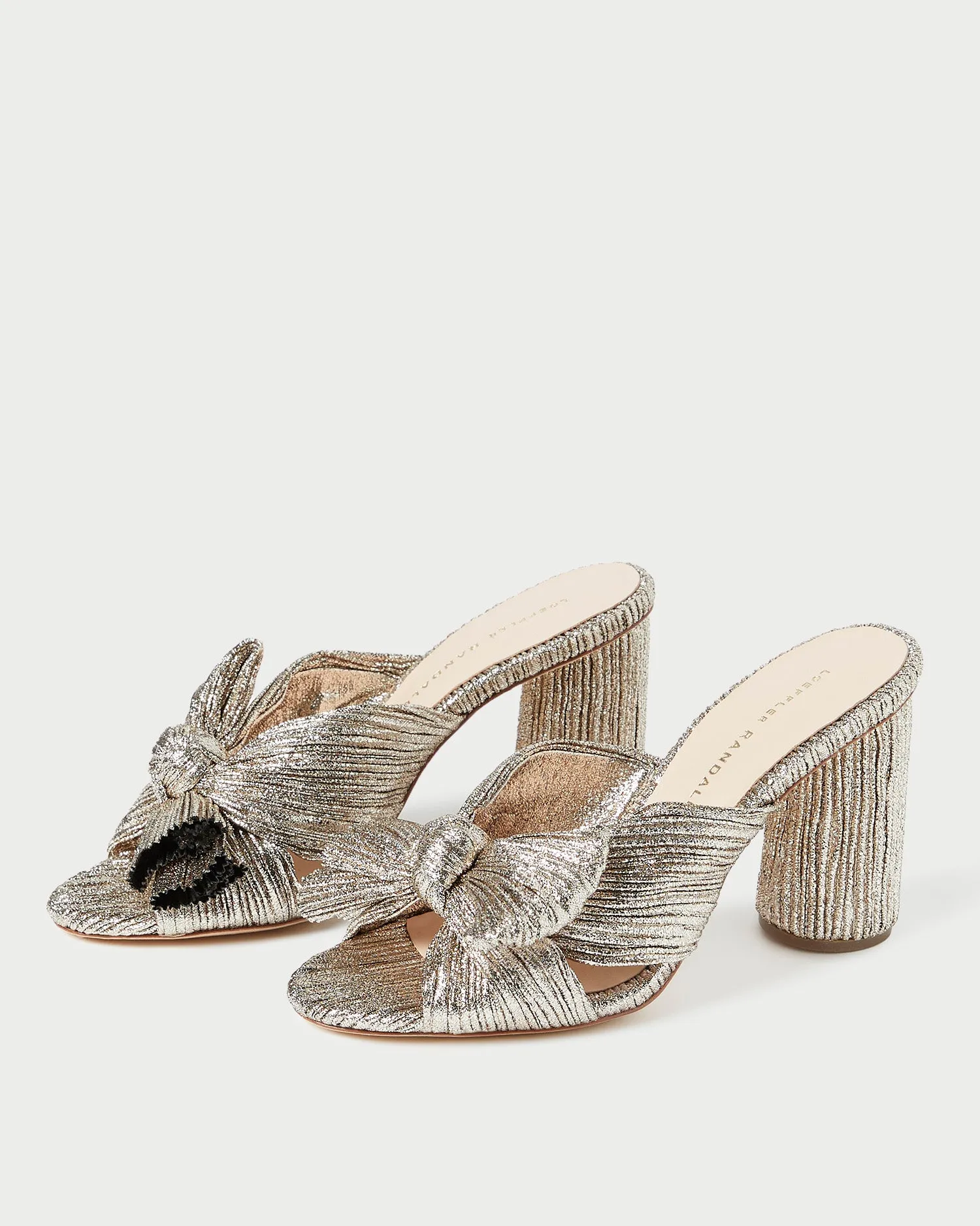 Penny Champagne Pleated Bow Heel -LOEFFLER RANDALL