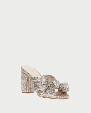 Penny Champagne Pleated Bow Heel -LOEFFLER RANDALL