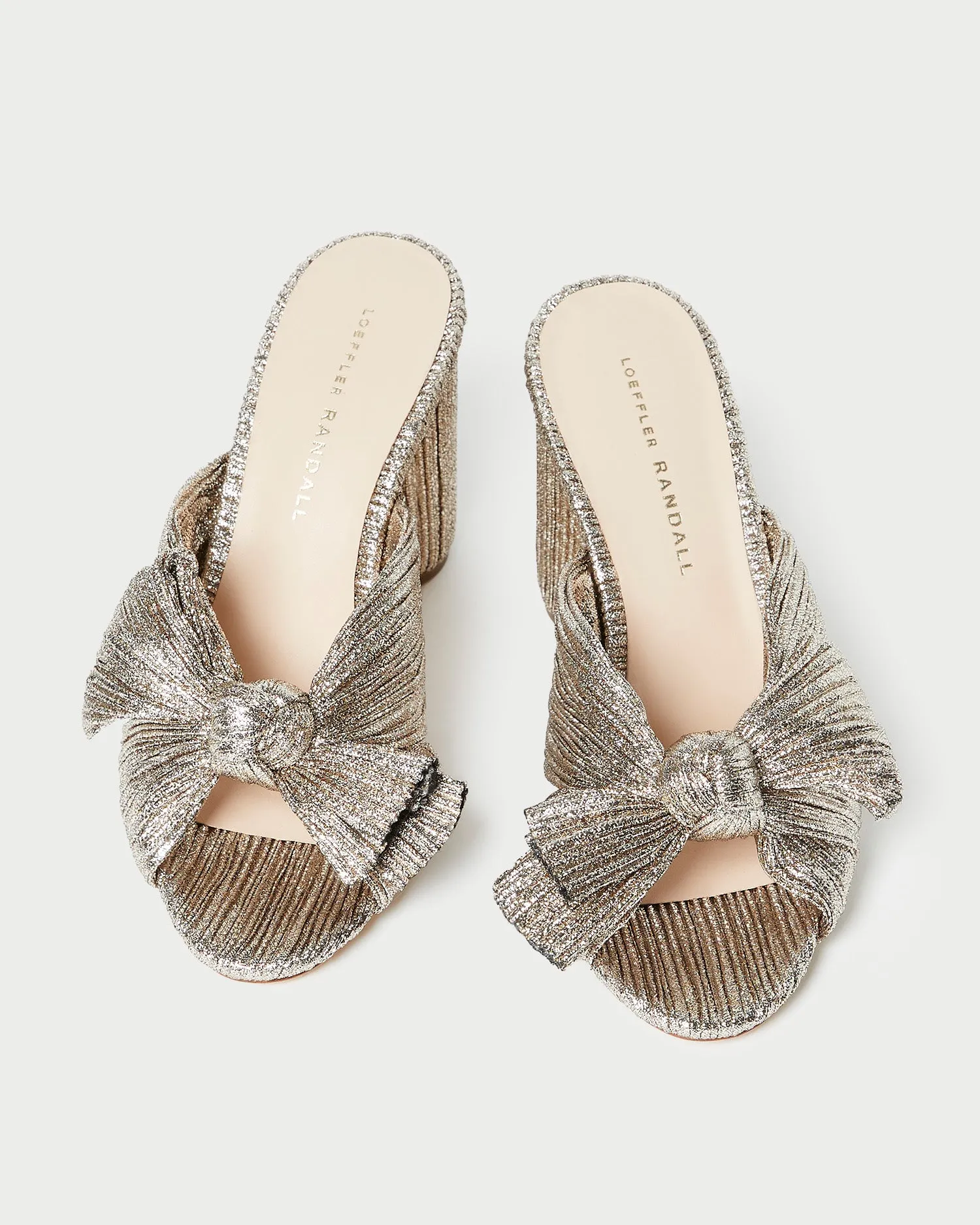 Penny Champagne Pleated Bow Heel -LOEFFLER RANDALL