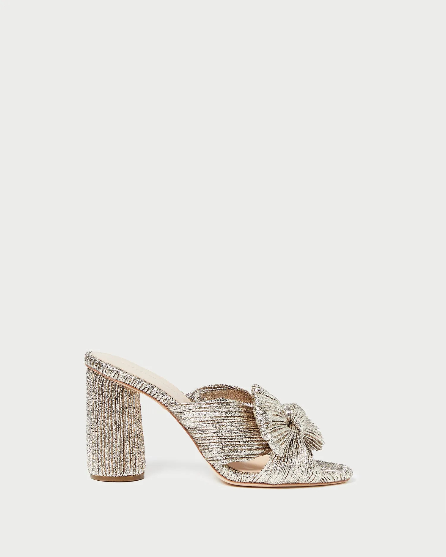 Penny Champagne Pleated Bow Heel -LOEFFLER RANDALL