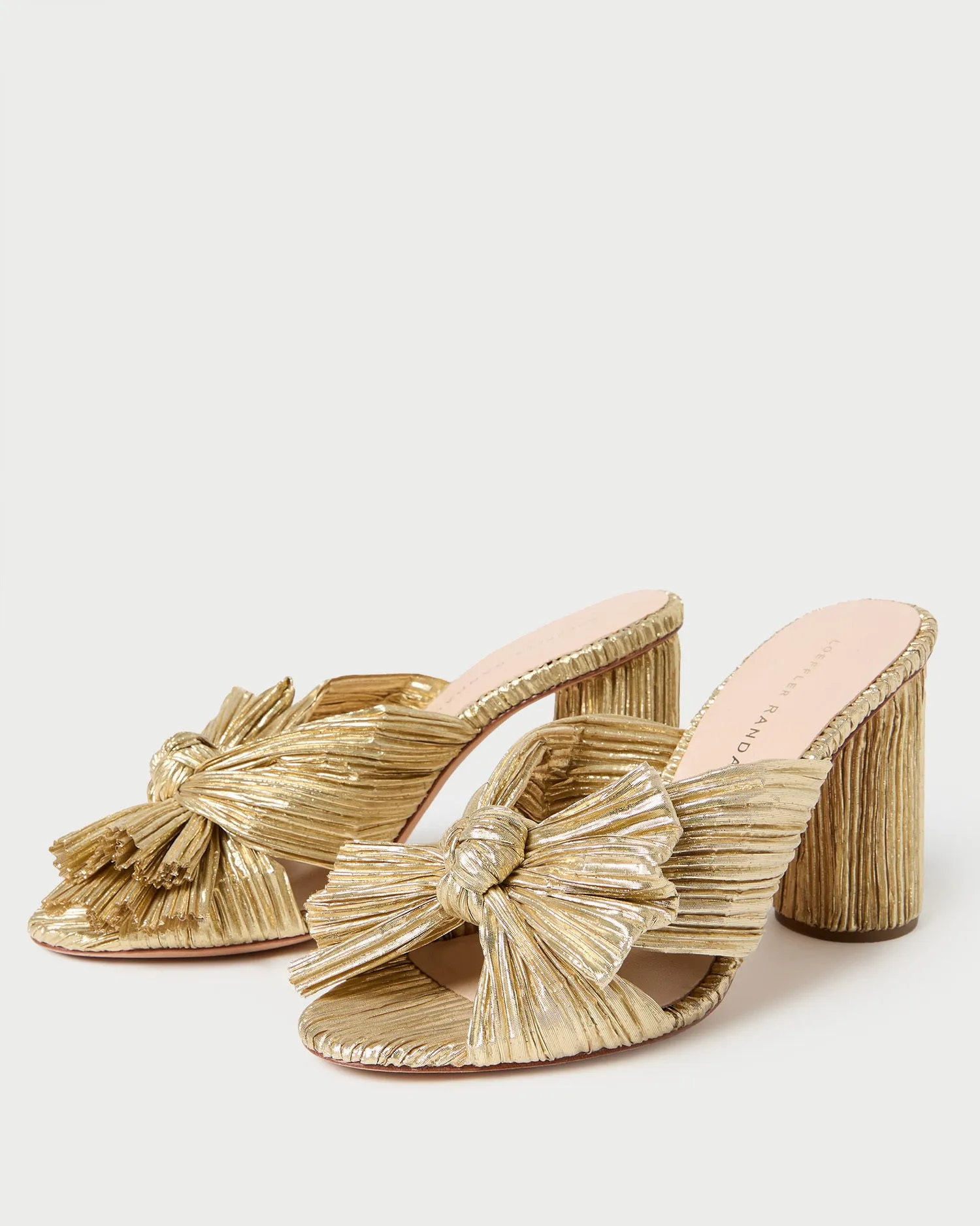 Penny Gold Pleated Bow Heel -LOEFFLER RANDALL