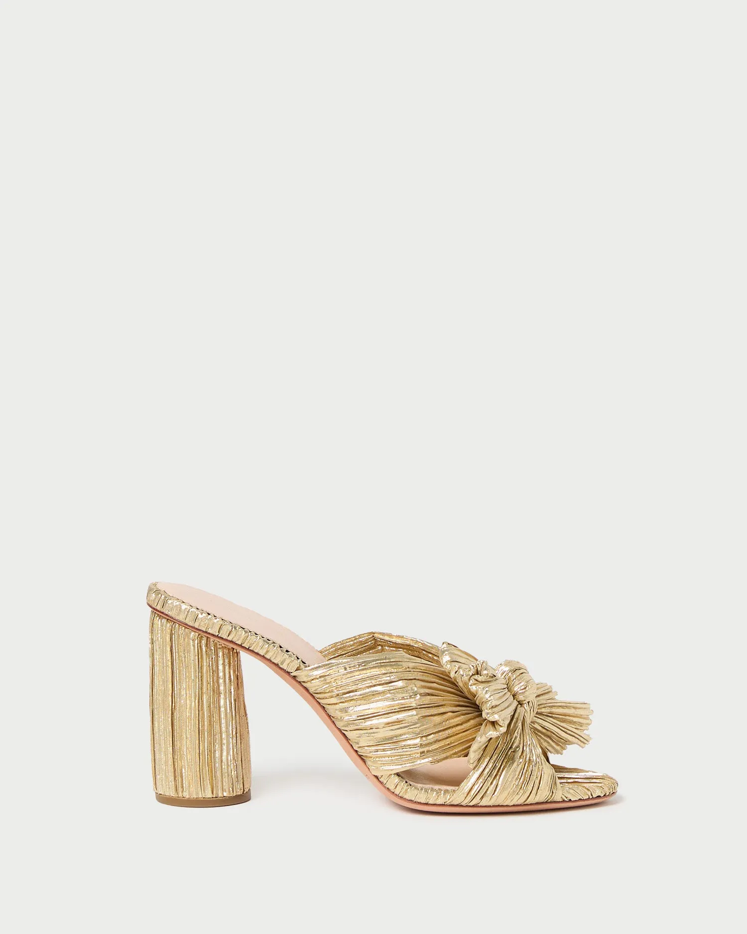Penny Gold Pleated Bow Heel -LOEFFLER RANDALL