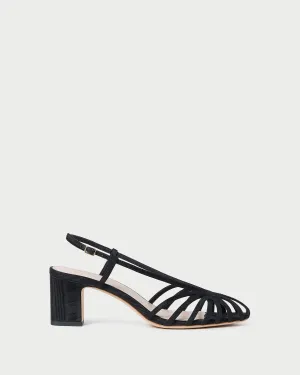Priscilla Black Moiré Heeled Sandal -LOEFFLER RANDALL
