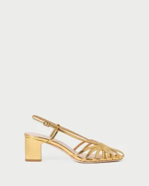 Priscilla Gold Lattice Heeled Sandal -LOEFFLER RANDALL