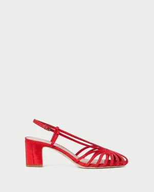 Priscilla Red Moiré Heeled Sandal -LOEFFLER RANDALL