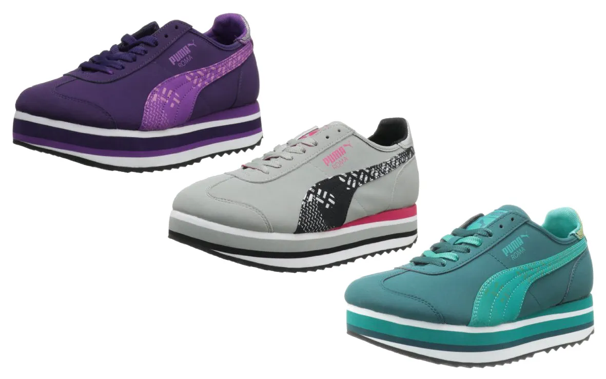 PUMA Roma Slim Stacked Camo Women's Lace-Up Fashion Sneakers Shoes