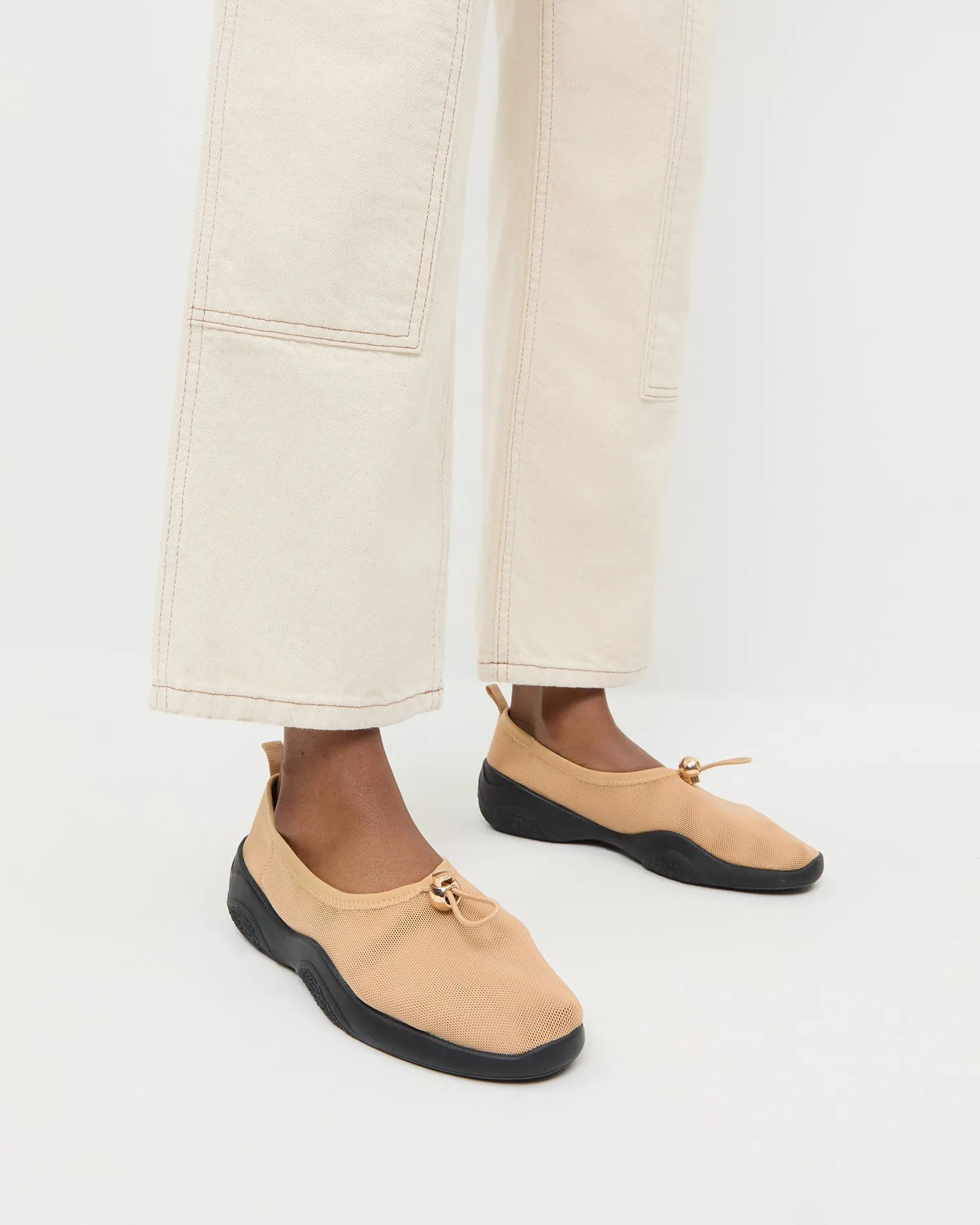 Raina Caramel/Black Mesh Flat -LOEFFLER RANDALL