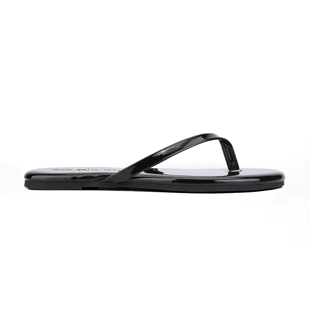 Reformation Rivington Flip Flop in Black Patent