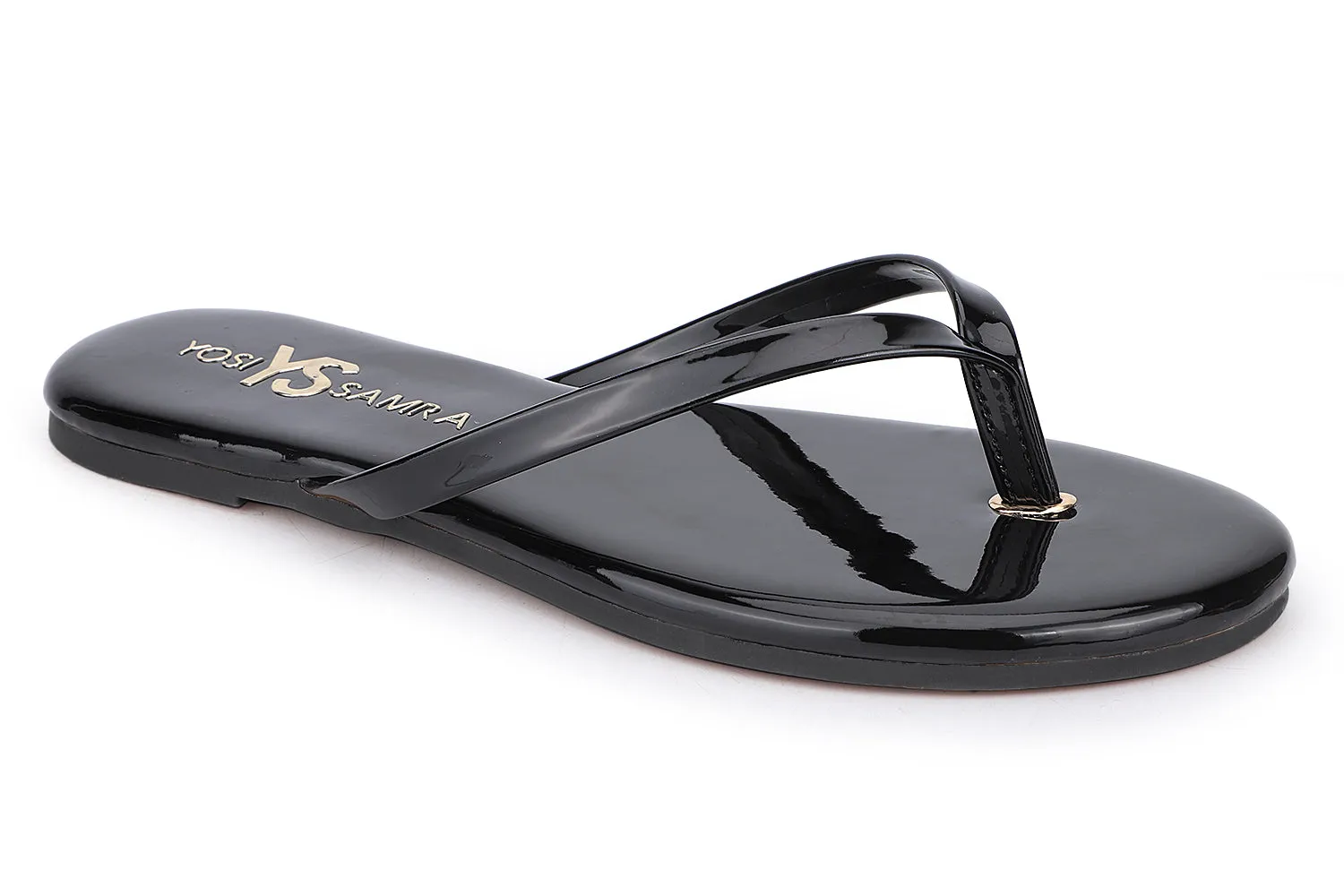 Reformation Rivington Flip Flop in Black Patent