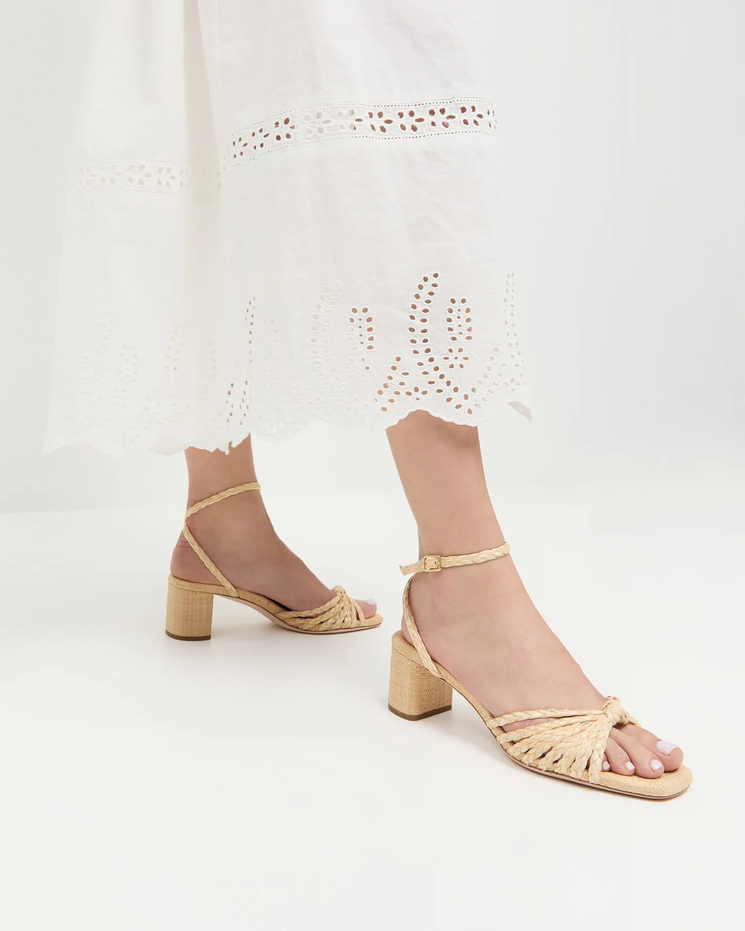 Riya Natural Knot Mid-Heel Sandal -LOEFFLER RANDALL