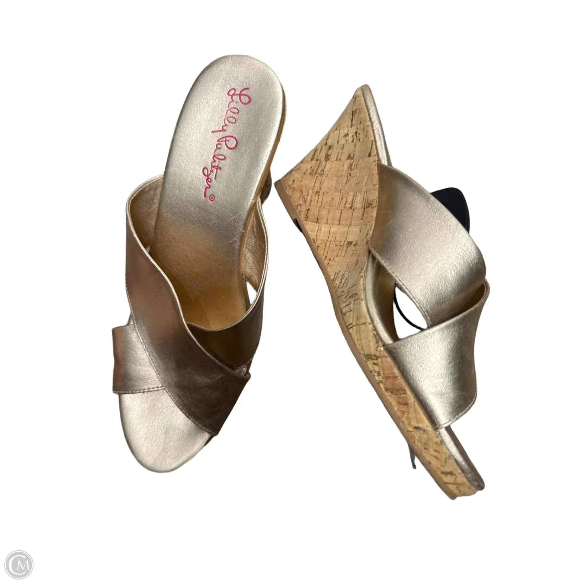 Sandals Designer By Lilly Pulitzer In Gold, Size: 6.5