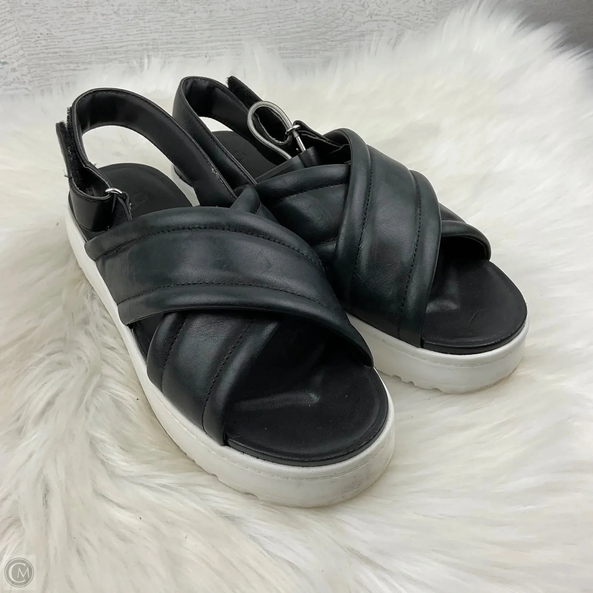 Sandals Designer By Ugg In Black, Size: 6.5