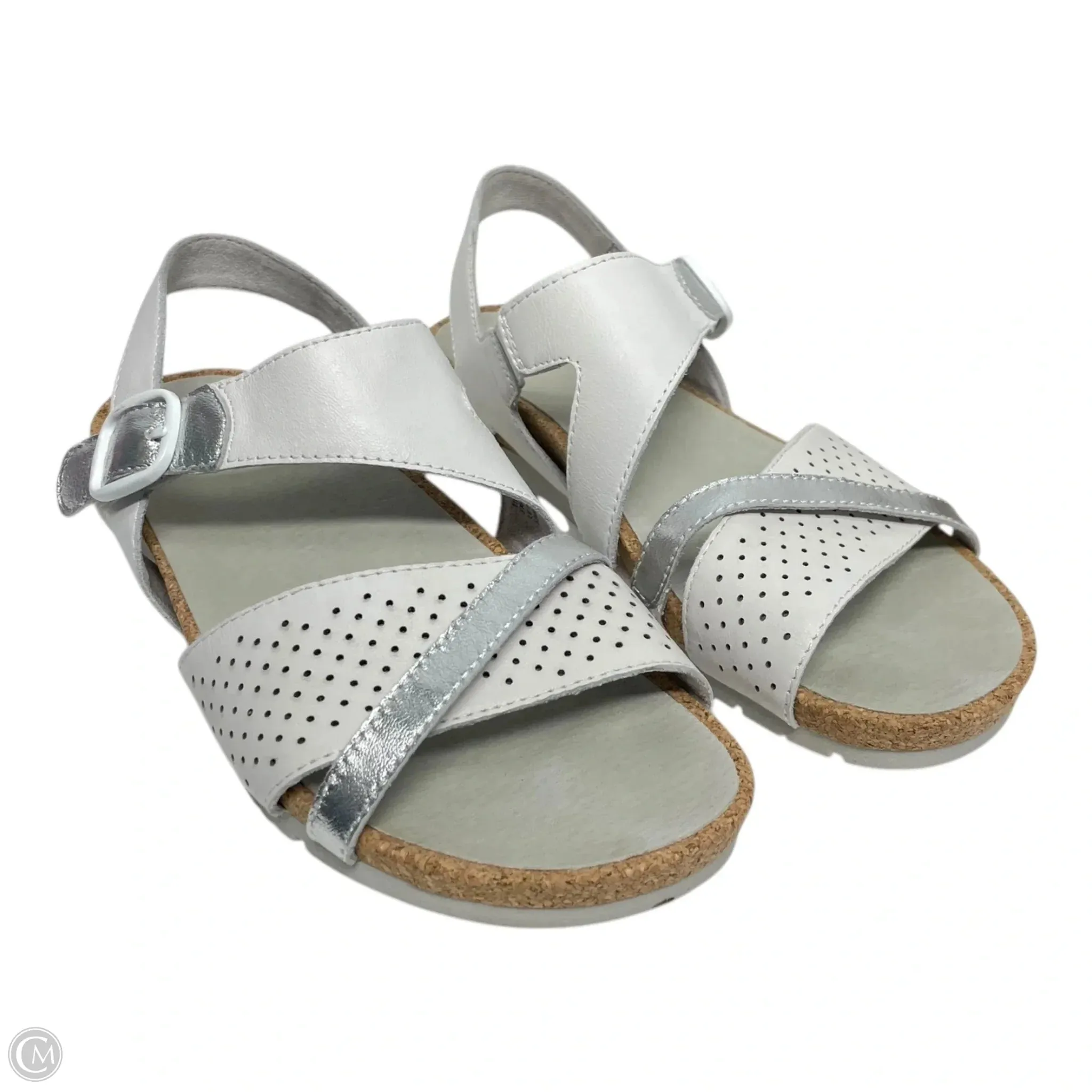 Sandals Flats By Earth In Silver & White, Size: 9