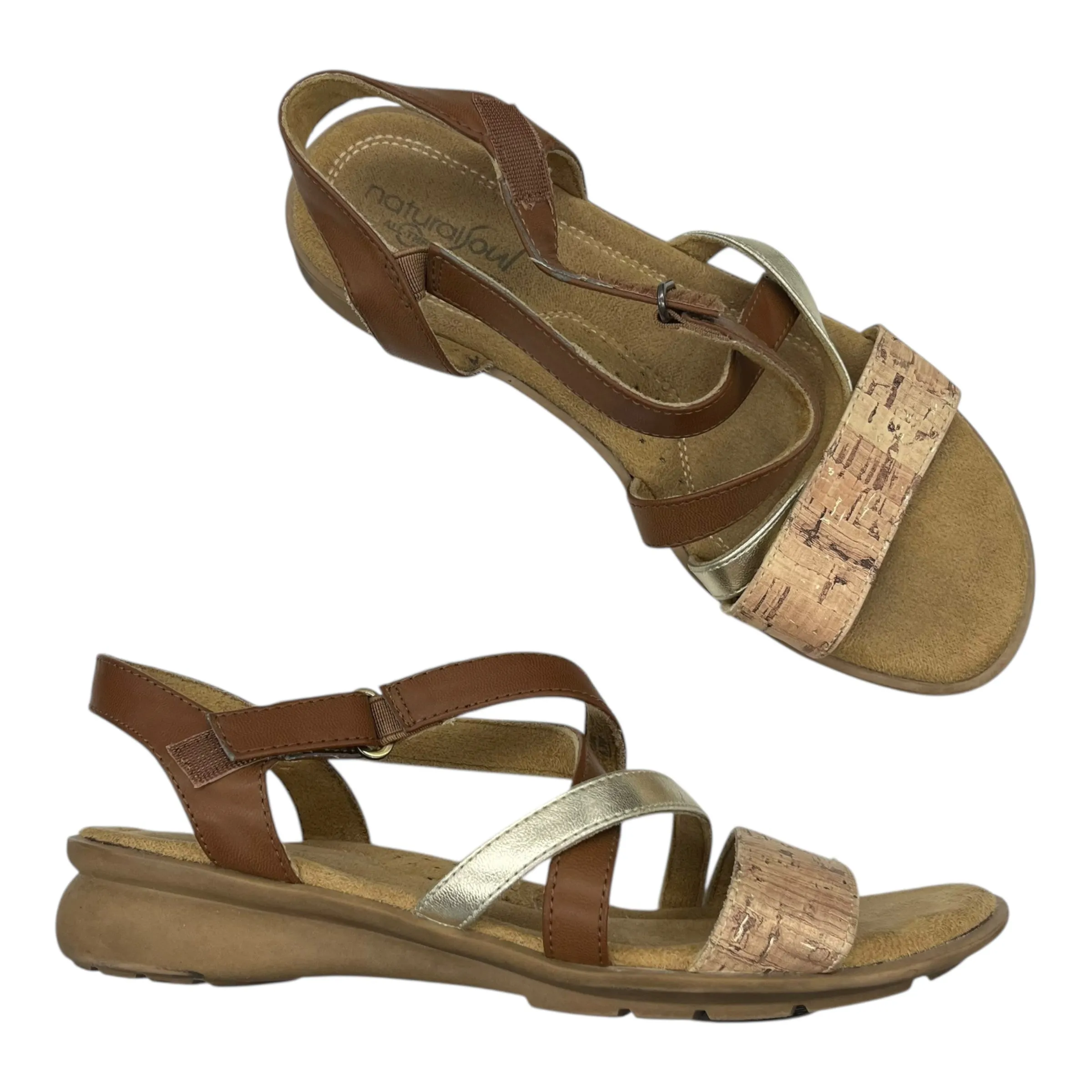 Sandals Flats By Natural Soul In Tan, Size:5.5