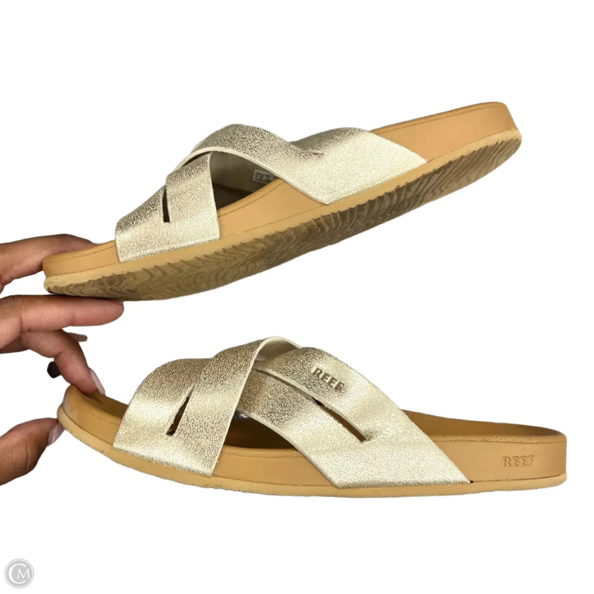 Sandals Flats By Reef In Gold, Size: 6
