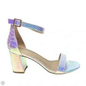 Sandals Heels Block By Boohoo Boutique In Silver, Size: 7