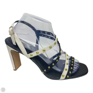 Sandals Heels Block By Cecilia NY In Black & White, Size: 10