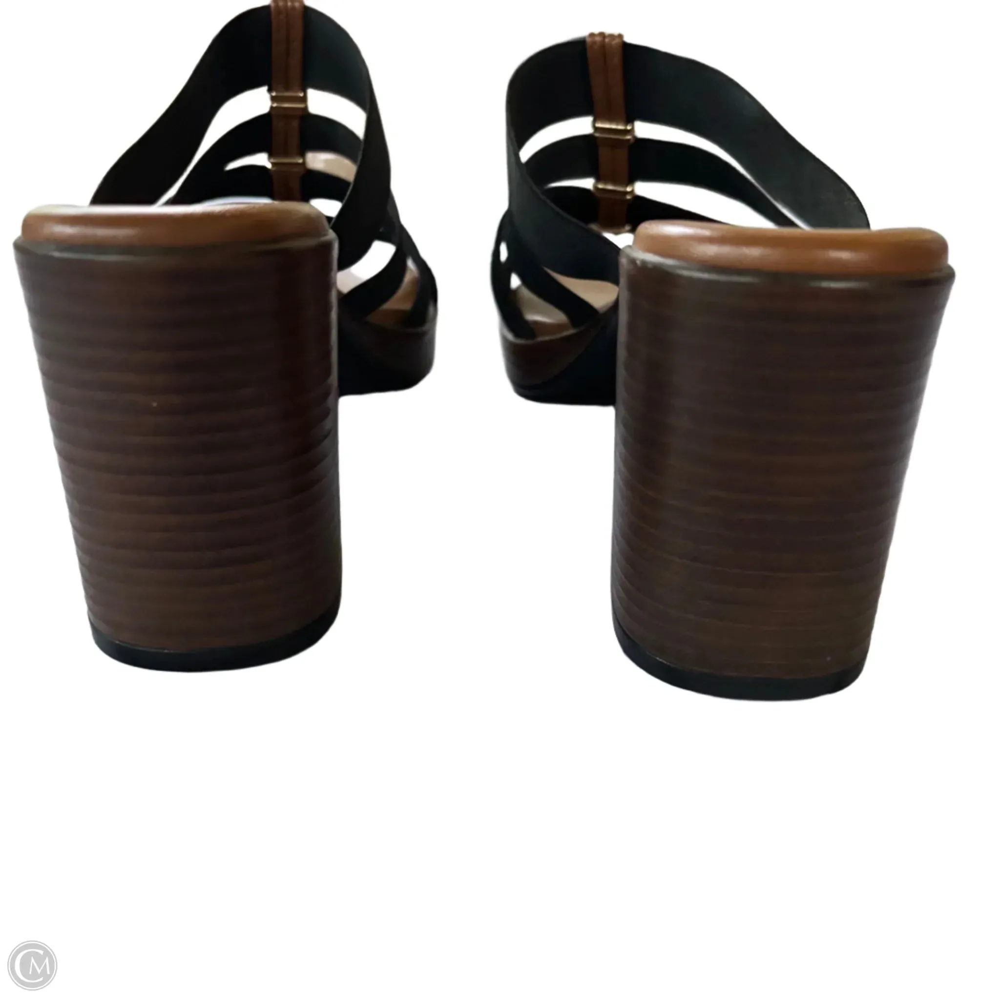 Sandals Heels Block By Italian Shoemakers In Black, Size: 8.5