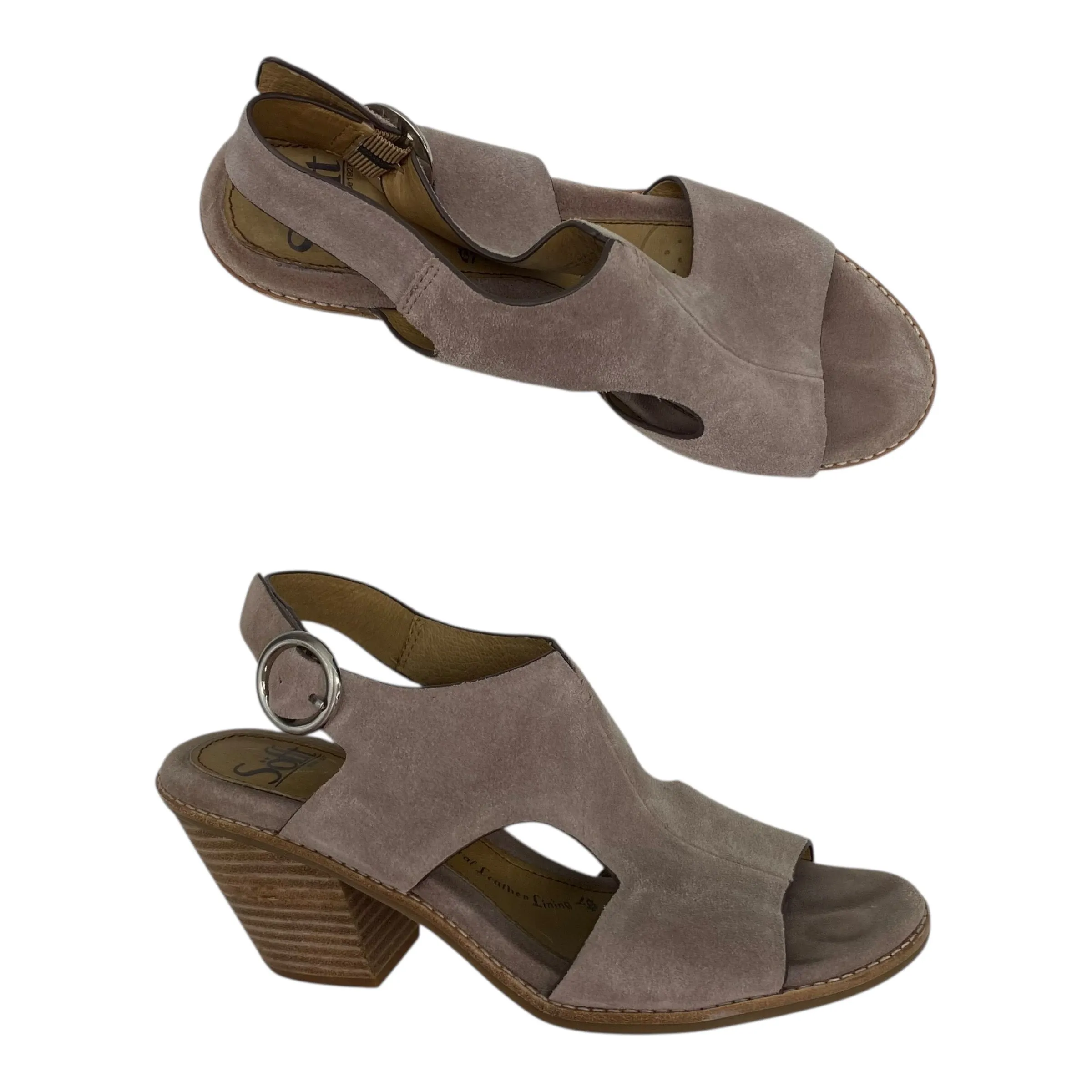 Sandals Heels Block By Sofft In Pink, Size:7.5