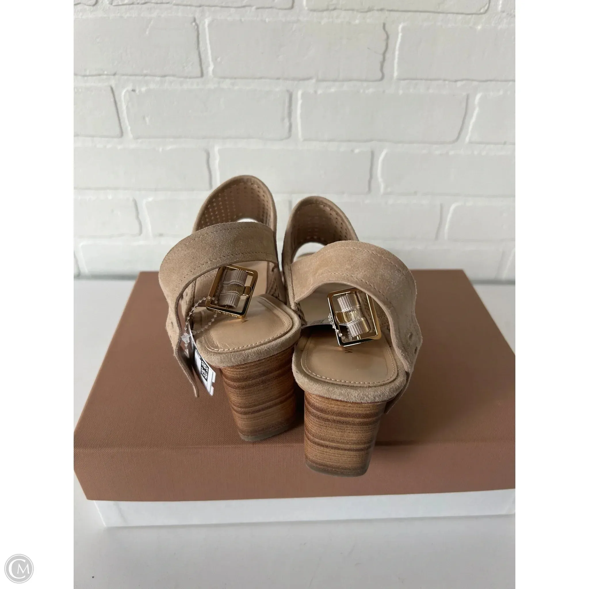 Sandals Heels Block By Via Spiga In Tan, Size: 9