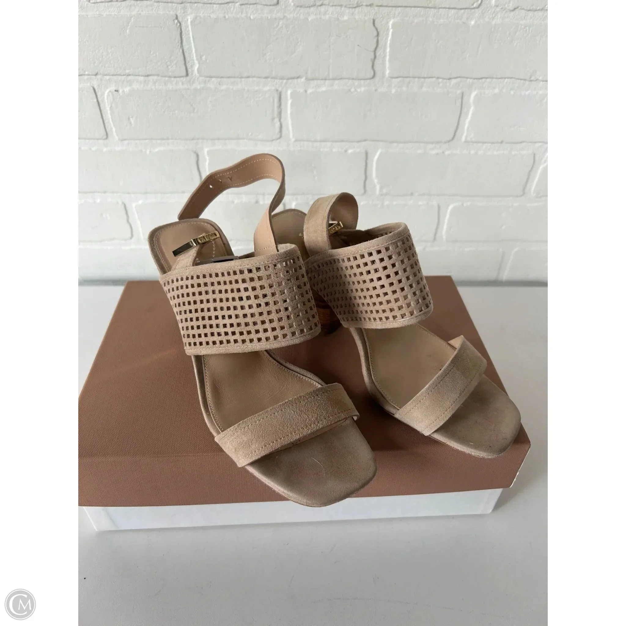 Sandals Heels Block By Via Spiga In Tan, Size: 9