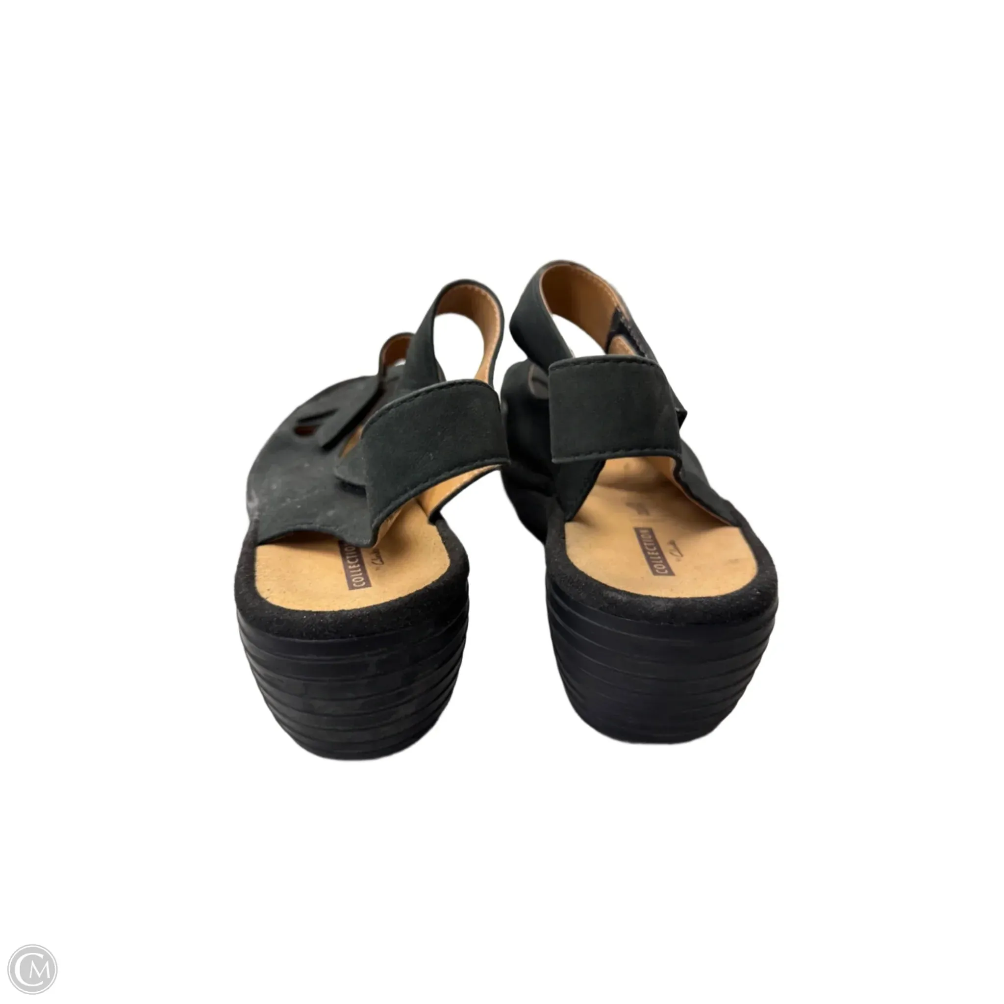 Sandals Heels Wedge By Clarks In Black, Size: 10.5