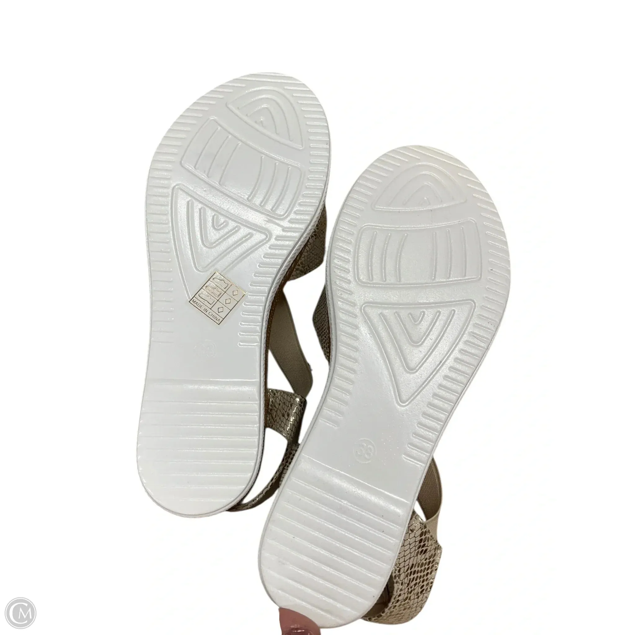 Sandals Heels Wedge By Cme In Gold, Size: 7.5