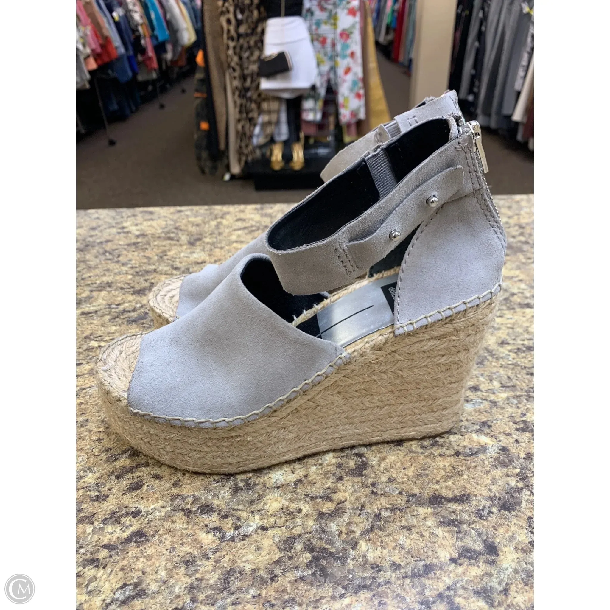 Sandals Heels Wedge By Dolce Vita In Grey & Tan, Size: 7.5