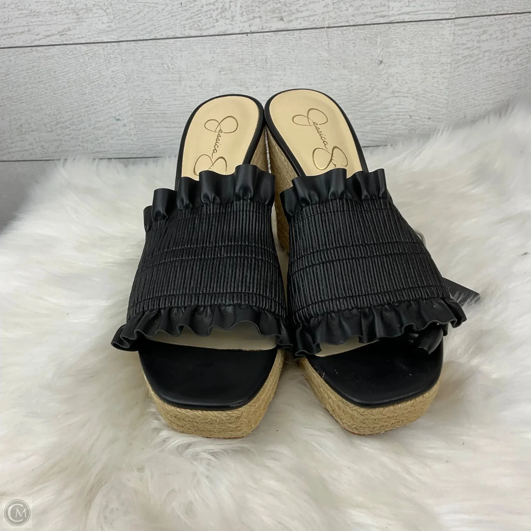 Sandals Heels Wedge By Jessica Simpson In Black, Size: 10