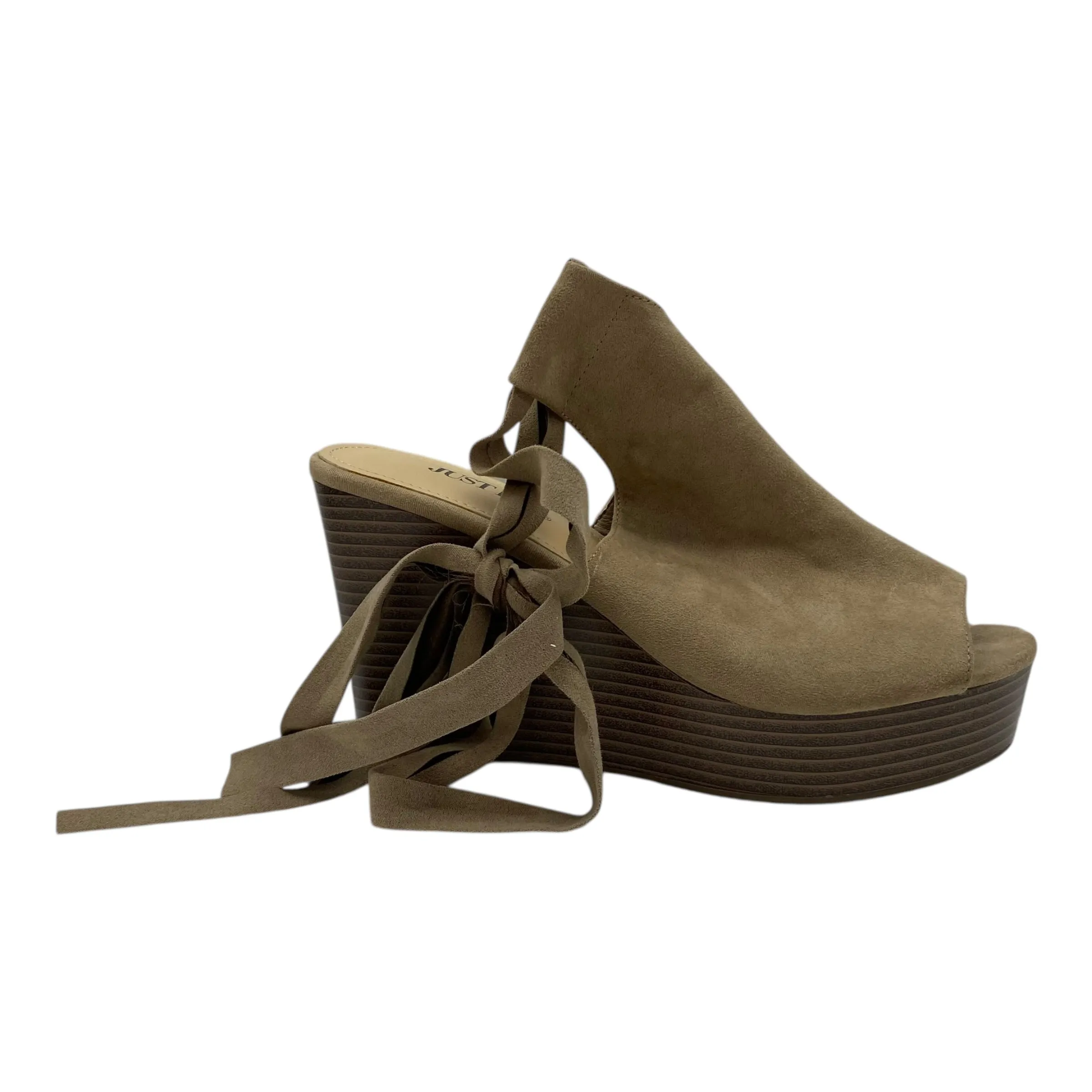 Sandals Heels Wedge By Just Fab In Tan, Size:7