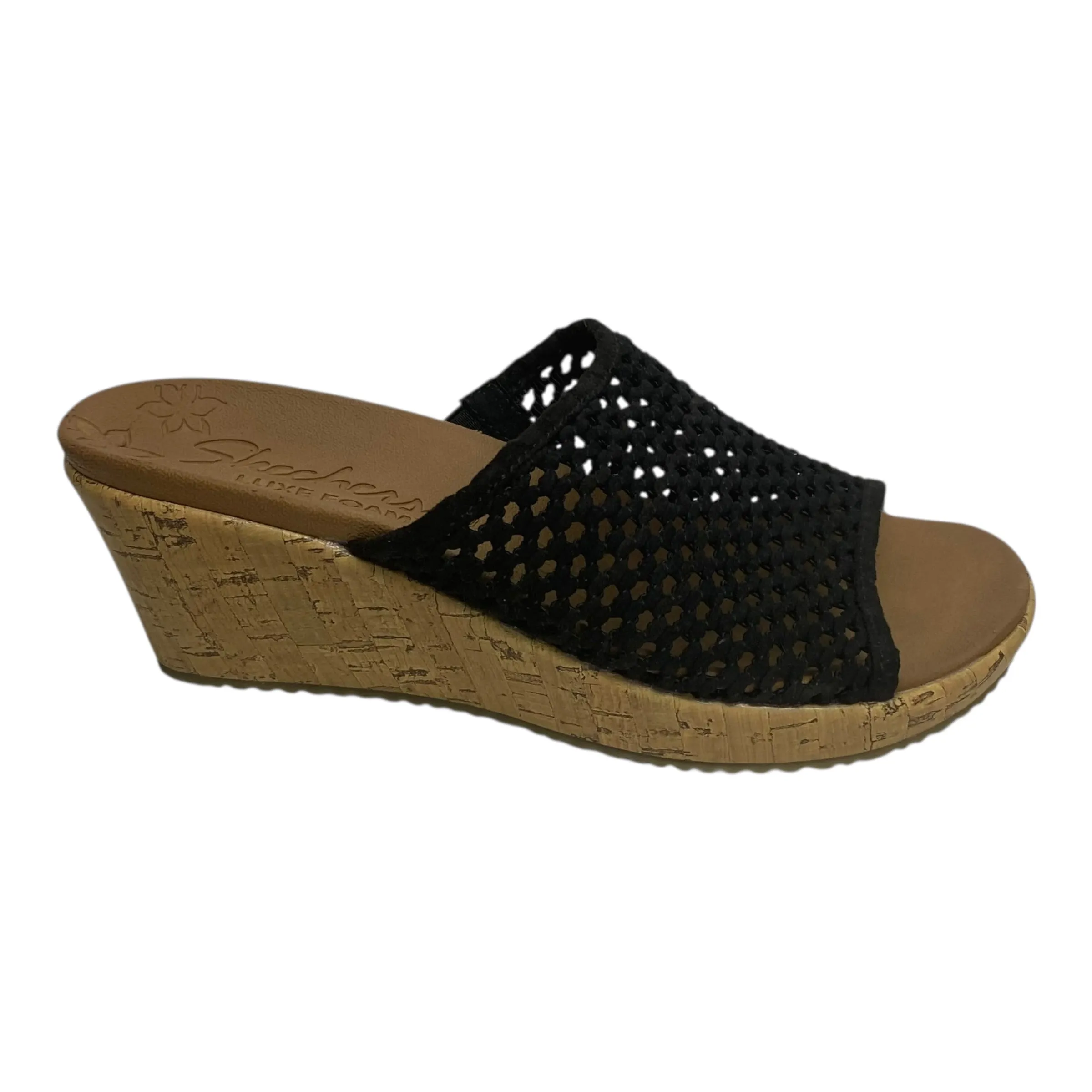 Sandals Heels Wedge By Skechers In Black, Size:7