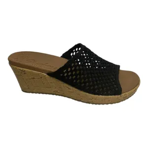 Sandals Heels Wedge By Skechers In Black, Size:7