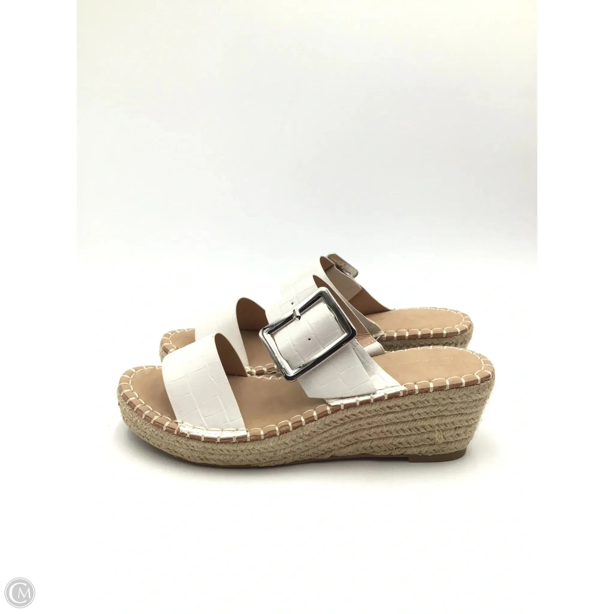 Sandals Heels Wedge By Vintage Havana In Tan & White, Size: 10
